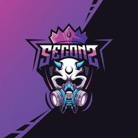 logo esport con teschio con badge vettore