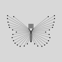 illustrazione di design a forma di icona di combinazione di farfalla e cucchiaio vettore