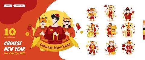 illustrazione del nuovo anno lunare cinese 2022 impostata per i saluti vettore