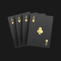 carta da poker nera quattro assi, illustrazione vettoriale