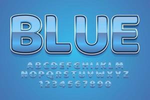 carattere blu decorativo e vettore alfabeto