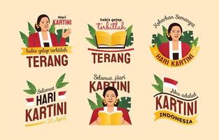 collezione di adesivi felice giorno kartini vettore