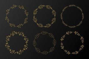 collezione di cornici floreali cerchio dorato vettore