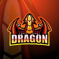 design del logo esport della mascotte del drago vettore