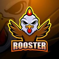 design del logo esport della mascotte del gallo vettore