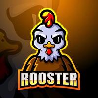 design del logo esport della mascotte del gallo vettore