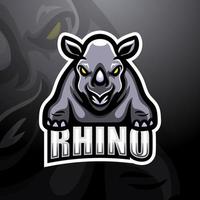 design del logo della mascotte di rinoceronte esport vettore