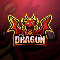 design del logo esport della mascotte del drago vettore