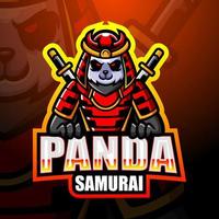 samurai panda mascotte esport logo design vettore