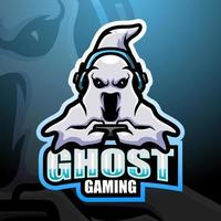 design del logo esport della mascotte del gioco fantasma vettore