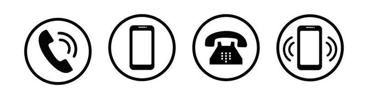 vettore icona telefono. set di raccolta di simboli di telefoni cellulari e telefoni piatti