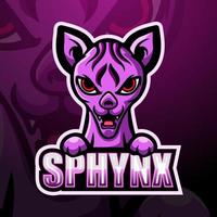 sphynx mascotte esport logo design vettore