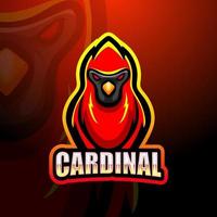 design del logo esport della mascotte cardinale vettore