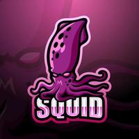 design del logo esport della mascotte del calamaro vettore