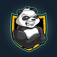 logo mascotte gioco panda isolato vettore