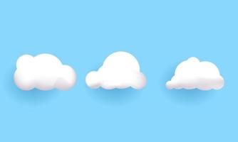 disegno creativo della raccolta illustrazione isolata delle nuvole bianche realistiche 3d vettore