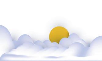 3d sfondo nuvole e sole sul cielo blu illustratore vettoriale