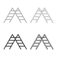 icona della scala a pioli set di profili colore grigio nero illustrazione vettoriale immagine in stile piatto