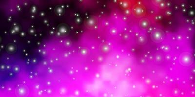 sfondo vettoriale viola chiaro, rosa con stelle colorate.