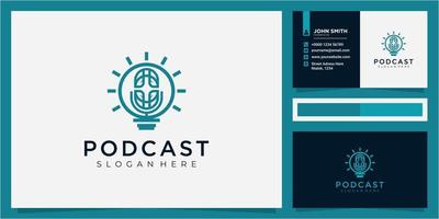 podcast natura idea lampadina logo icona disegno vettoriale, podcast lampada logo disegno vettoriale