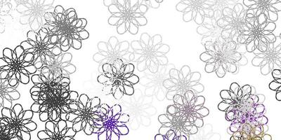 modello doodle vettoriale grigio chiaro con fiori.