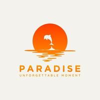 design moderno dell'illustrazione del logo dell'isola paradisiaca vettore