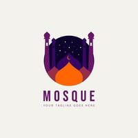 design minimalista dell'icona del logo piatto della moschea islamica vettore