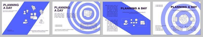 modello di brochure blu giorno di pianificazione. scegli la priorità. design per la stampa di opuscoli con icone lineari. layout vettoriali per presentazioni, relazioni annuali, annunci. arial, una miriade di caratteri pro-regolari utilizzati