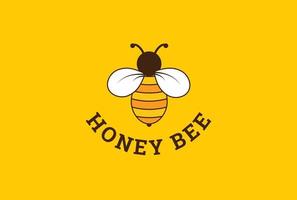 logo dell'ape del miele. logo della linea di francobollo rotondo dell'ape del miele vettore