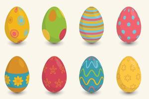 raccolta di uova di Pasqua colorate vettore