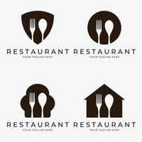 set di posate logo intelligente illustrazione vintage disegno vettoriale, logo ristorante minimalista, semplice logo bistrot vettore