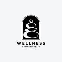 pietra nera del logo zen vintage, vettore di illustrazione di gemme, design per il concetto di business spa o benessere del salone