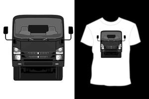 design della maglietta dell'illustrazione del camion isuzu nero vettore