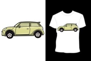 disegno della maglietta dell'illustrazione di vista laterale dell'automobile della città gialla vettore