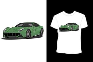 disegno della maglietta dell'illustrazione dell'automobile lamborghini verde