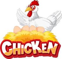 logo del personaggio dei cartoni animati di pollo bianco vettore