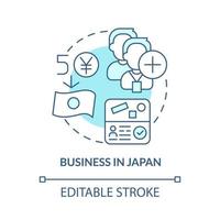 affari in Giappone icona del concetto turchese. illustrazione della linea sottile dell'idea astratta di economia stabile. forza lavoro qualificata. disegno di contorno isolato. tratto modificabile. roboto-medium, una miriade di caratteri pro-grassetto utilizzati vettore