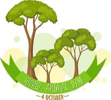 banner della giornata mondiale degli animali con alberi selvatici vettore