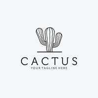 deserto cactus logo disegno vettoriale illustrazione vintage line art