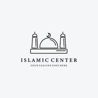 logo dell'illustrazione della linea di disegno vettoriale del centro islamico della moschea piatta