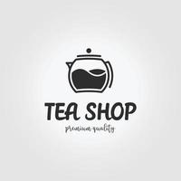 disegno dell'illustrazione di vettore dell'annata del negozio di tè del logo della teiera