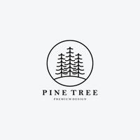 semplice line art pino logo illustrazione vettoriale design lineare, albero minimalista, minimo logo albero semplicemente