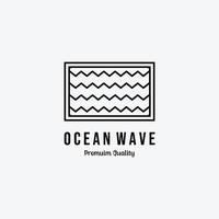disegno vettoriale dell'illustrazione del logo dell'onda di arte della linea minima, concetto dell'oceano del surf della spiaggia