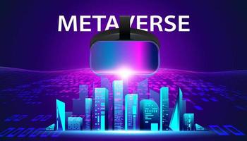 astratto metaverse occhiali vr realtà virtuale auricolare concetto colorato della futura tecnologia digitale metaverse connesso allo spazio virtuale su uno sfondo moderno. vettore