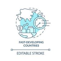 icona del concetto turchese dei paesi in rapido sviluppo. spostare il business in asia idea astratta linea sottile illustrazione. disegno di contorno isolato. tratto modificabile. roboto-medium, una miriade di caratteri pro-grassetto utilizzati vettore