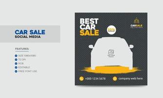 modello di progettazione di banner post sui social media per la promozione della vendita di auto vettore