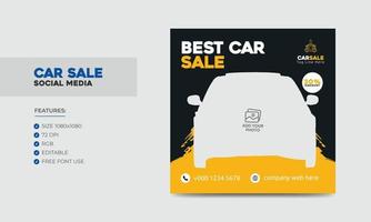 modello di progettazione di banner post sui social media per la promozione della vendita di auto. banner di annunci sui social media del servizio di noleggio auto vettore