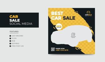 modello di progettazione di banner post sui social media per la promozione della vendita di auto. banner di annunci sui social media del servizio di noleggio auto vettore