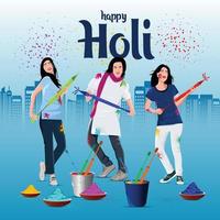 illustrazione di astratto colorato felice holi sfondo card design per il festival del colore dei saluti di celebrazione dell'india vettore