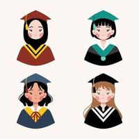 raccolta dell'illustrazione della ragazza dell'avatar del fumetto di graduazione vettore